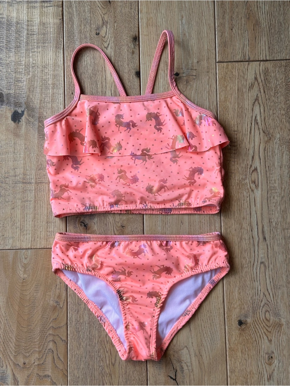 Penelope Mack Metallic Foil Unicorn 2-Piece Swimsuit size 6